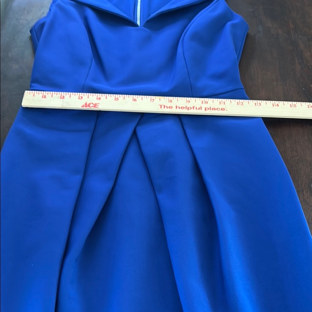 ANTONIO MELANI Blue Ruched Sheath Dress V-neck Midi - Picture 8 of 11